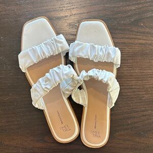 Women's White Ruffle Sandals